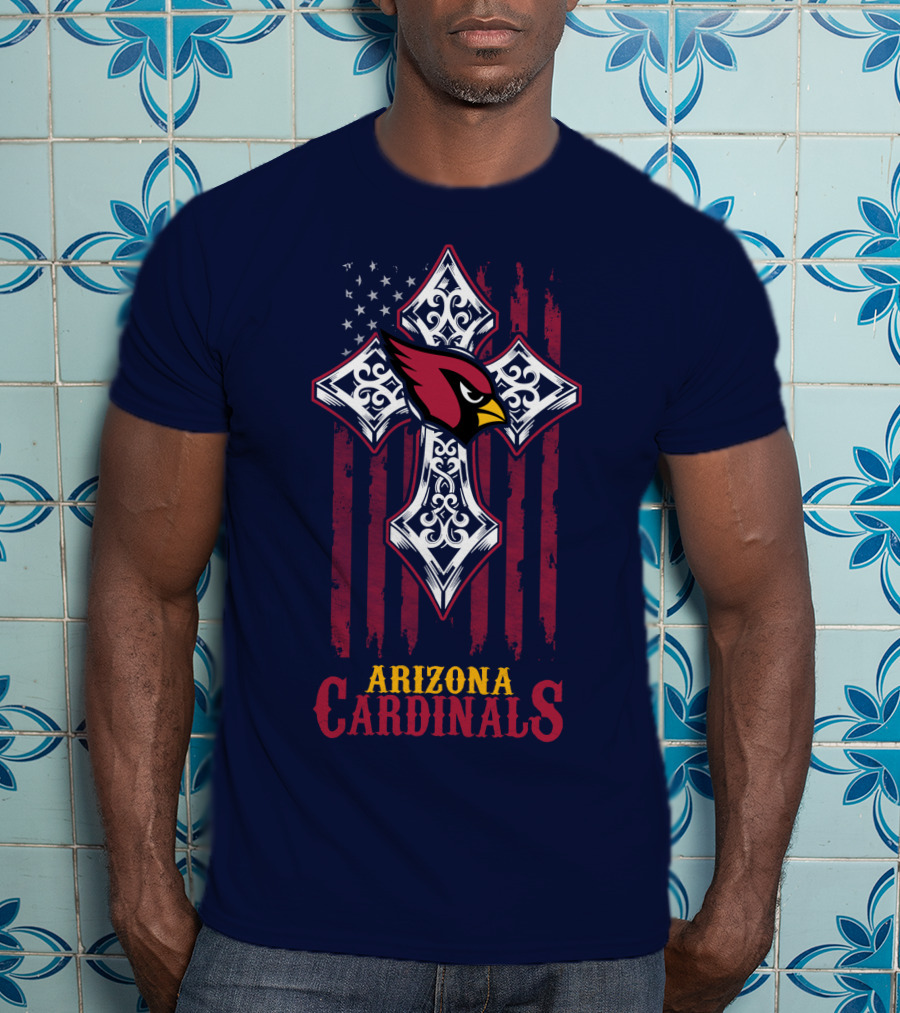 Arizona Cardinals American Flag Cross Fans T-Shirt