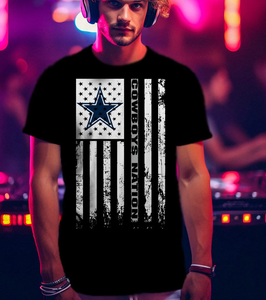 Cowboys Nation Dallas Cowboys Fans Flag Star T-Shirt