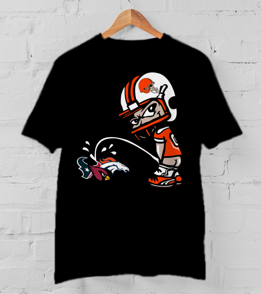 Cleveland Browns Player Humorous Rival Team Logos Interaction T-Shirt