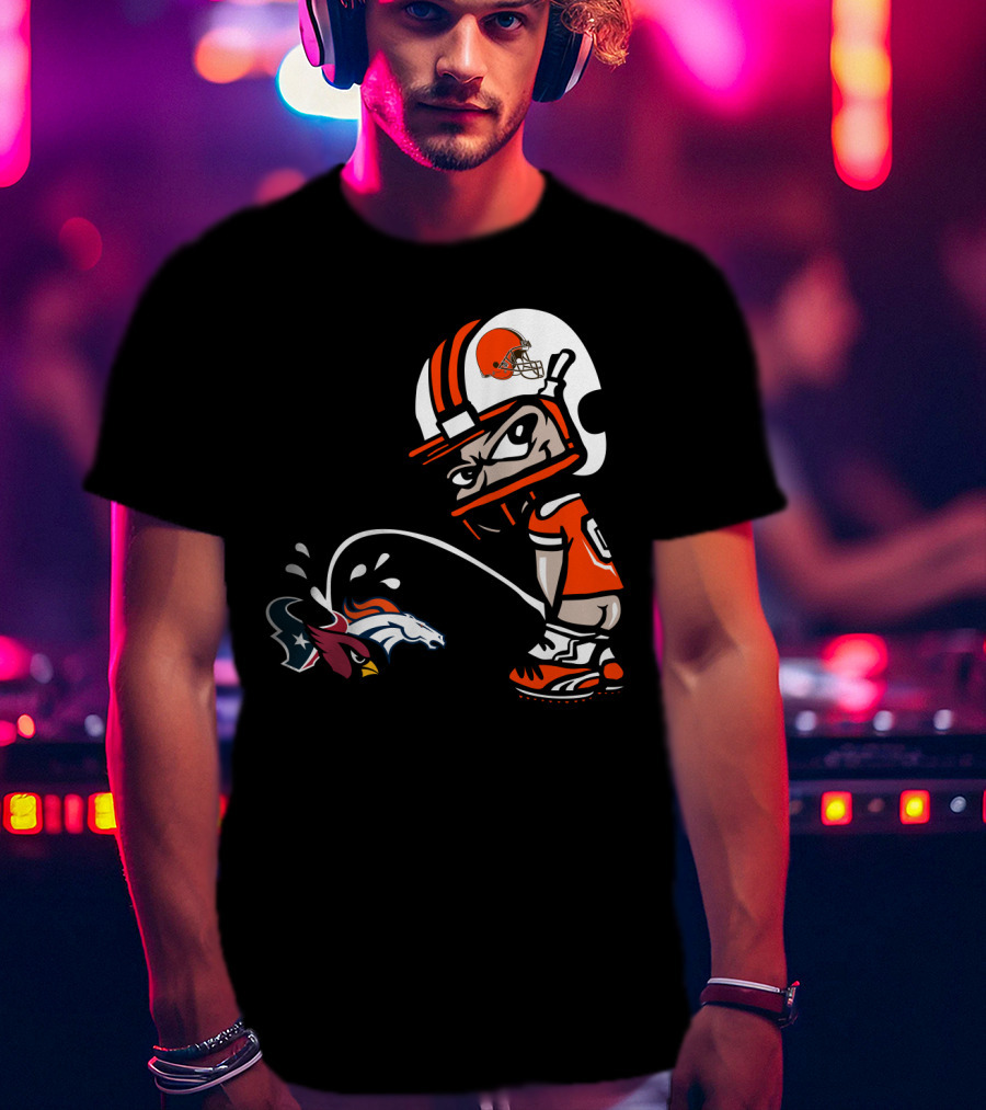 Cleveland Browns Player Humorous Rival Team Logos Interaction T-Shirt