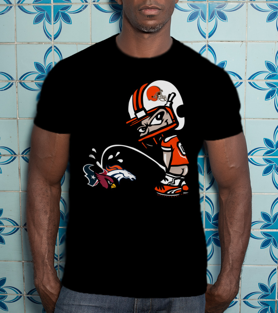 Cleveland Browns Player Humorous Rival Team Logos Interaction T-Shirt