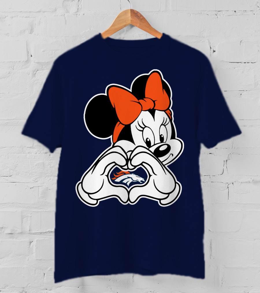 Minnie Mouse Heart Hands Denver Broncos T-Shirt