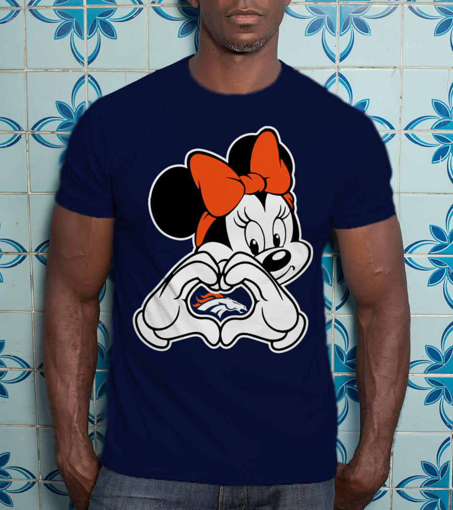Minnie Mouse Heart Hands Denver Broncos T-Shirt