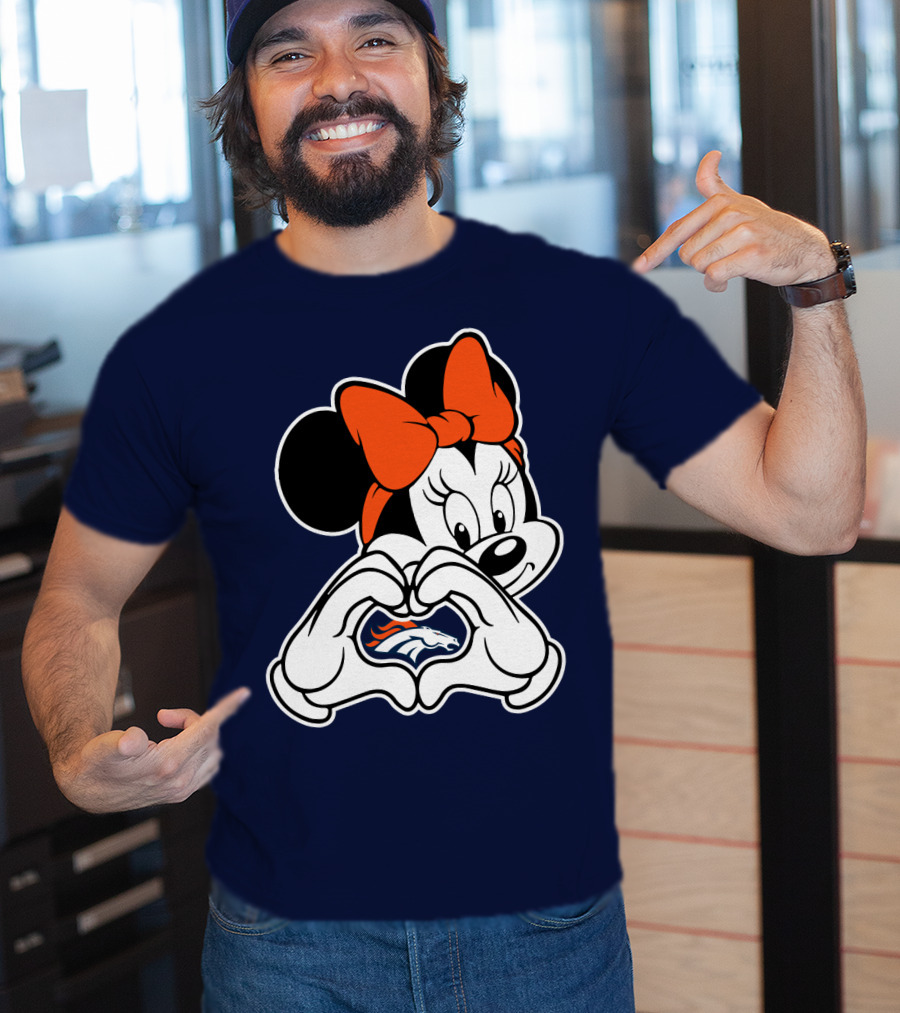 Minnie Mouse Heart Hands Denver Broncos T-Shirt