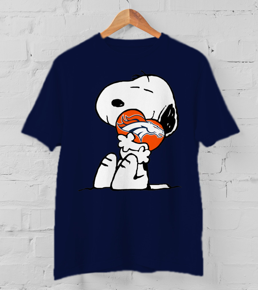 Denver Broncos Snoopy Hugging Football T-Shirt