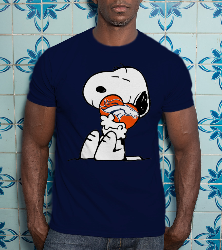 Denver Broncos Snoopy Hugging Football T-Shirt