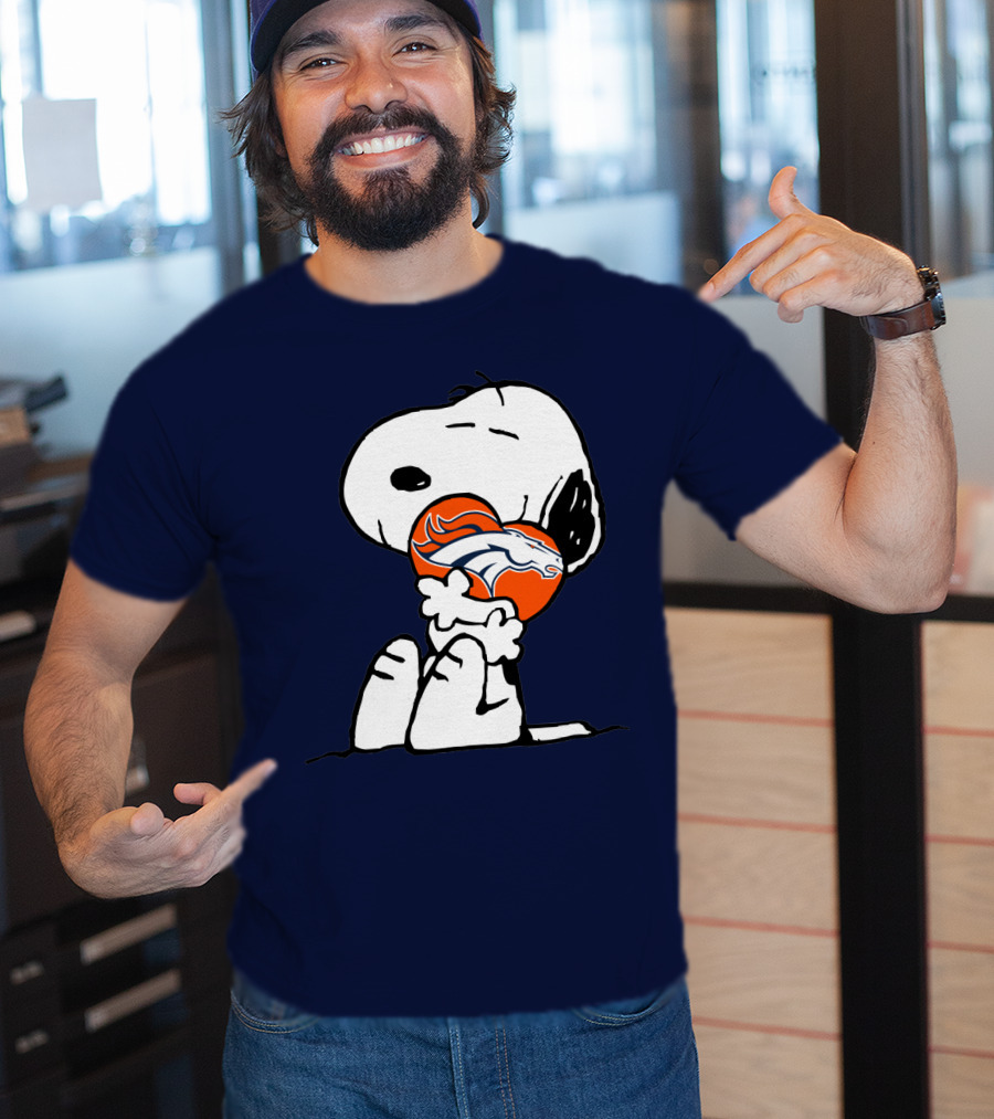 Denver Broncos Snoopy Hugging Football T-Shirt