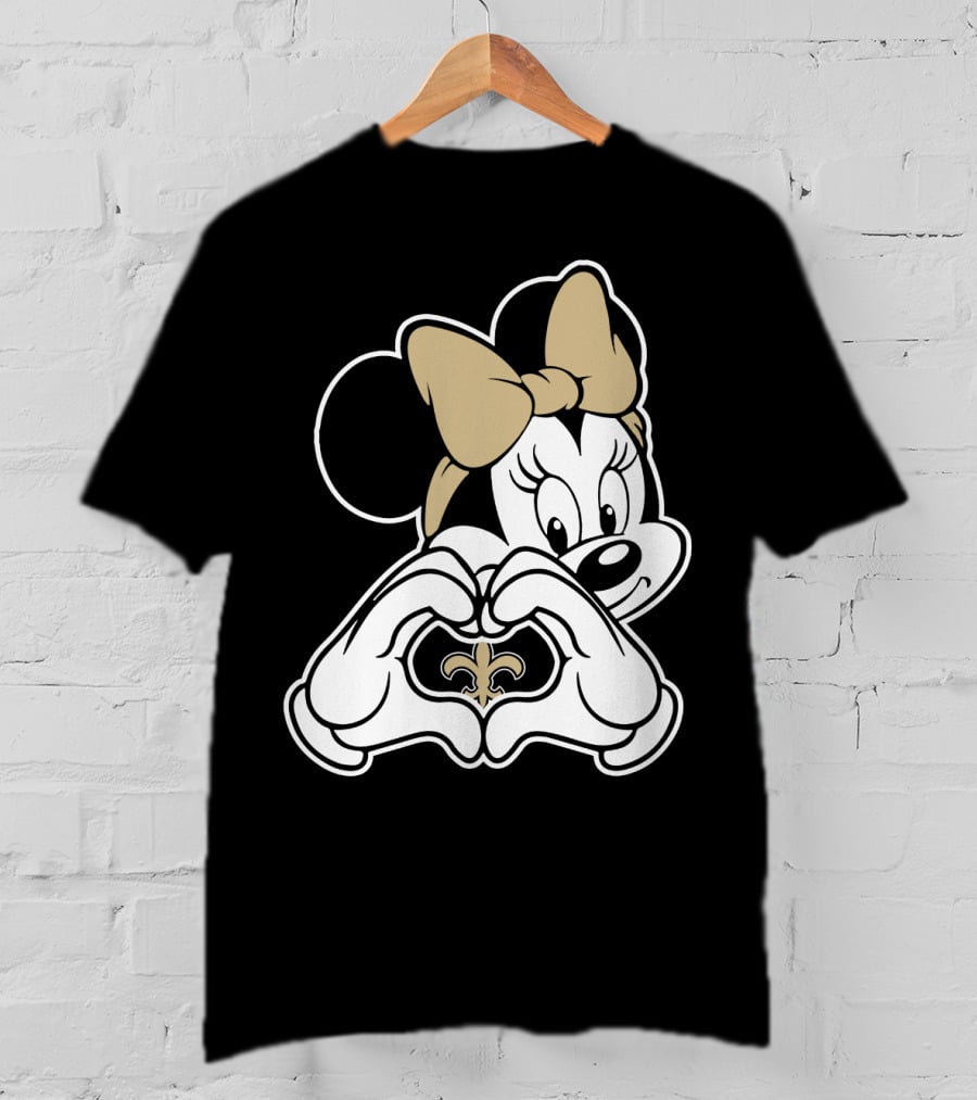 Minnie Mouse Heart Hands New Orleans Saints T-Shirt