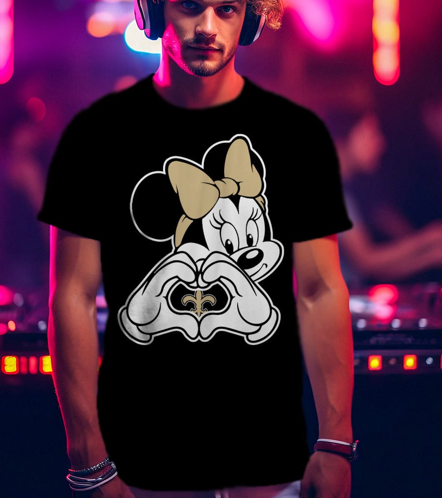 Minnie Mouse Heart Hands New Orleans Saints T-Shirt