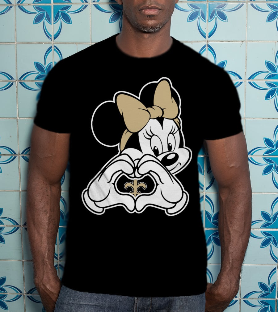 Minnie Mouse Heart Hands New Orleans Saints T-Shirt