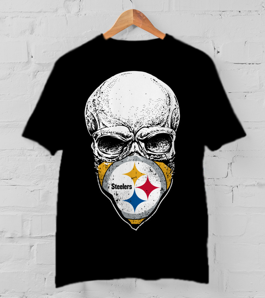 Pittsburgh Steelers Skull With Logo Mask T-Shirt