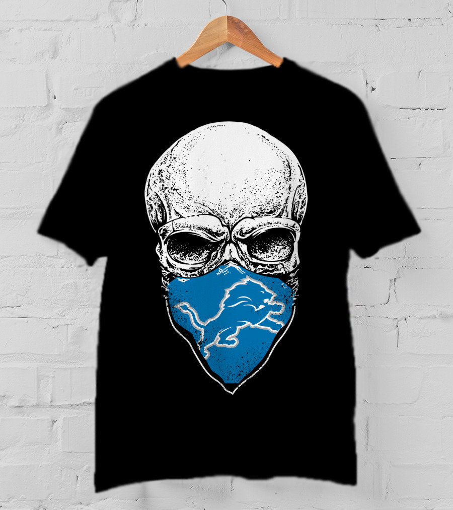 Detroit Lions Skull Bandana T-Shirt