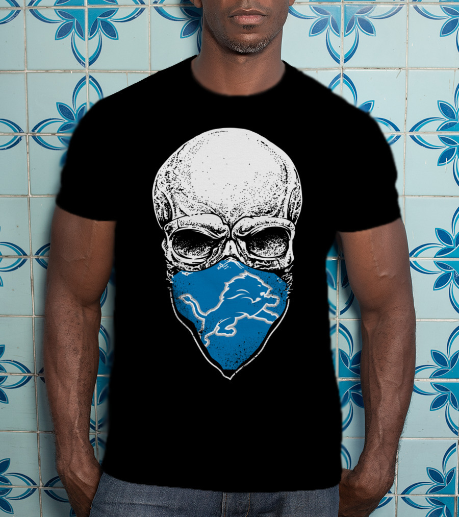 Detroit Lions Skull Bandana T-Shirt