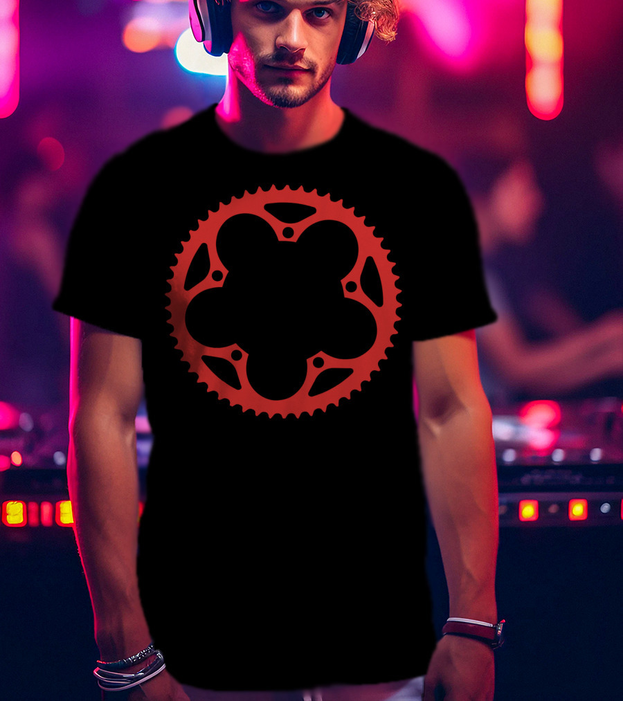 Bicycle Chain Ring Red Gear Shape T-Shirt