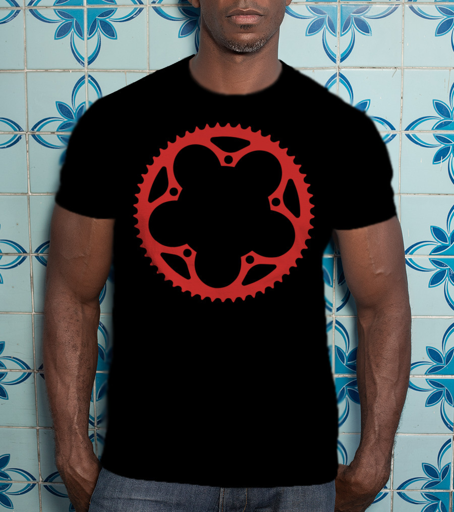 Bicycle Chain Ring Red Gear Shape T-Shirt