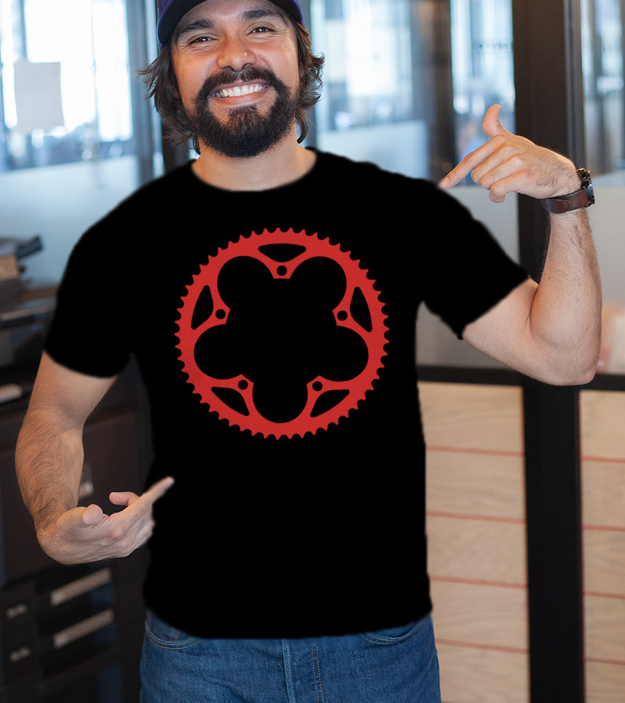 Bicycle Chain Ring Red Gear Shape T-Shirt