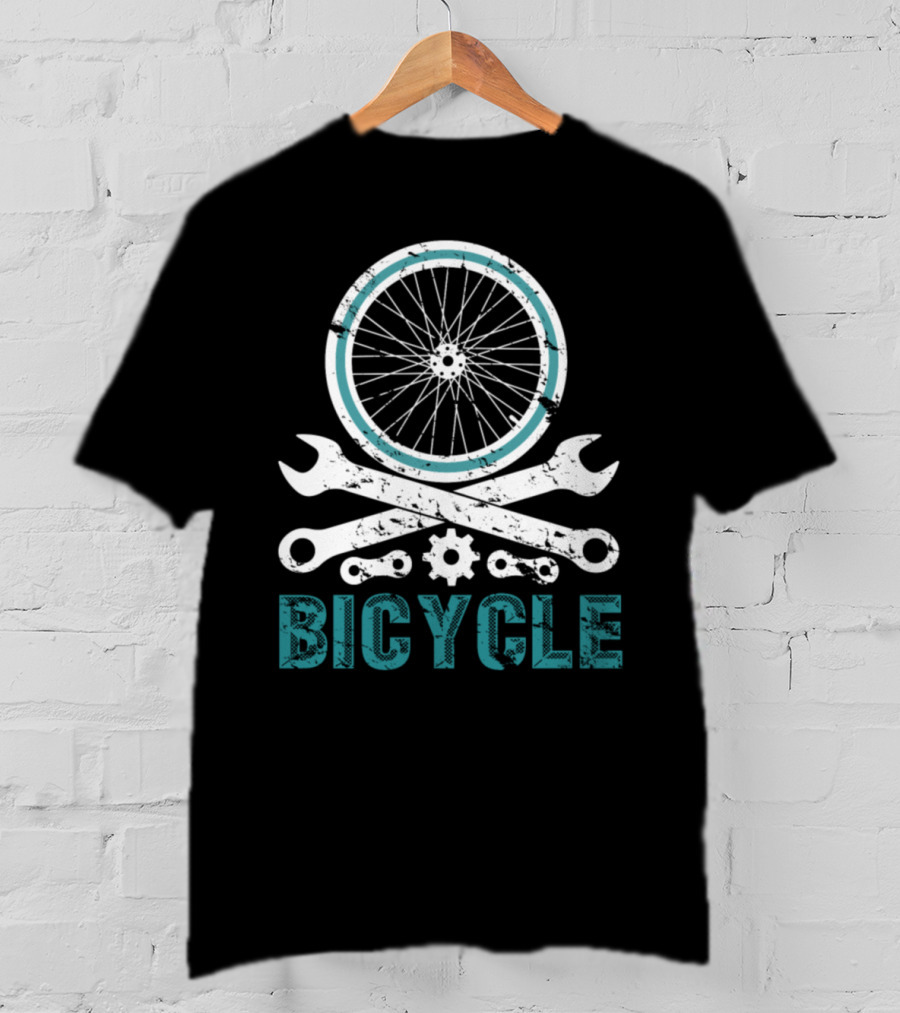 Bicycle Cycling Cyclist Athlete Bike Wheel Wrenches Gear Chain T-Shirt