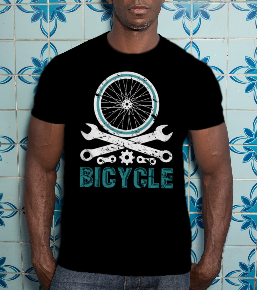 Bicycle Cycling Cyclist Athlete Bike Wheel Wrenches Gear Chain T-Shirt