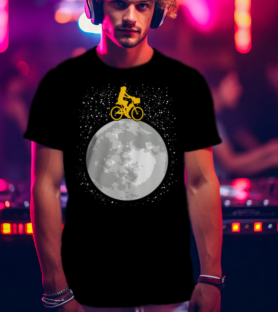 Bicycle Riding On A Starry Moon Scene T-Shirt