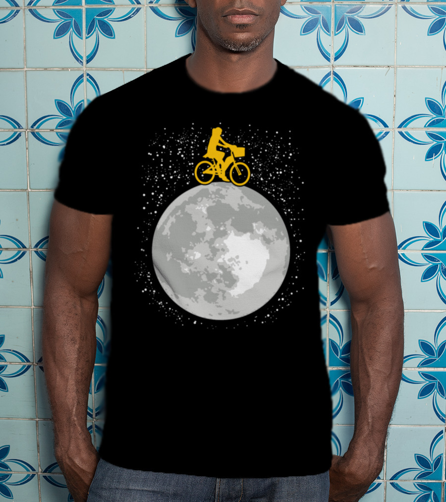 Bicycle Riding On A Starry Moon Scene T-Shirt