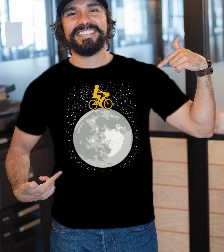 Bicycle Riding On A Starry Moon Scene T-Shirt