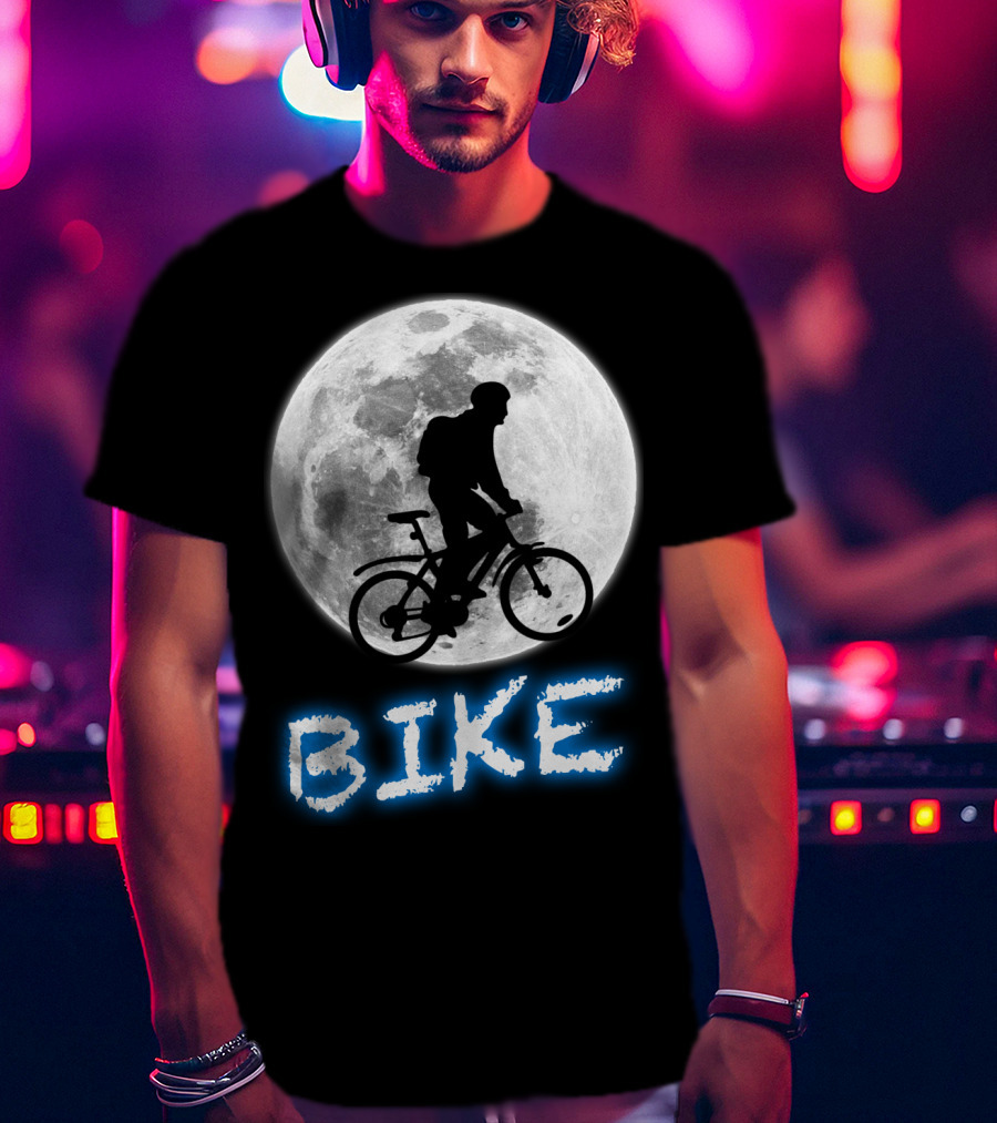 BIKE Silhouette Blue Moon Cycling Adventure T-Shirt
