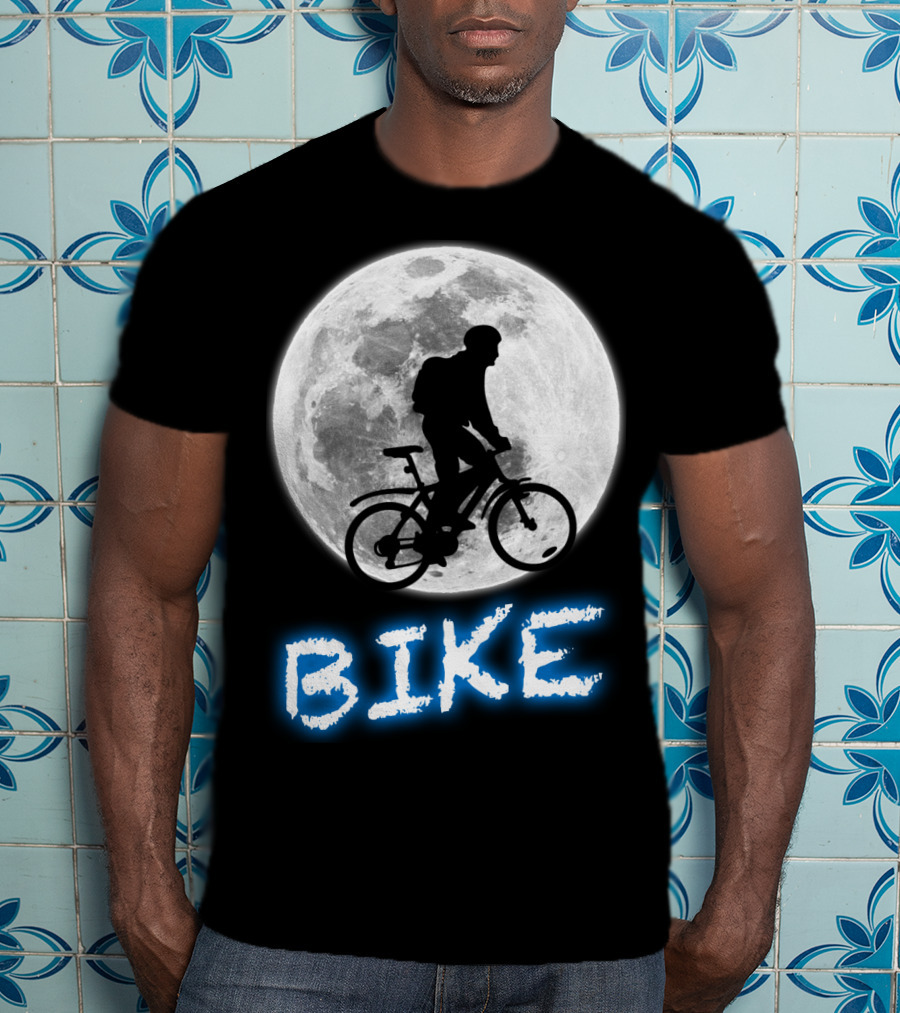 BIKE Silhouette Blue Moon Cycling Adventure T-Shirt