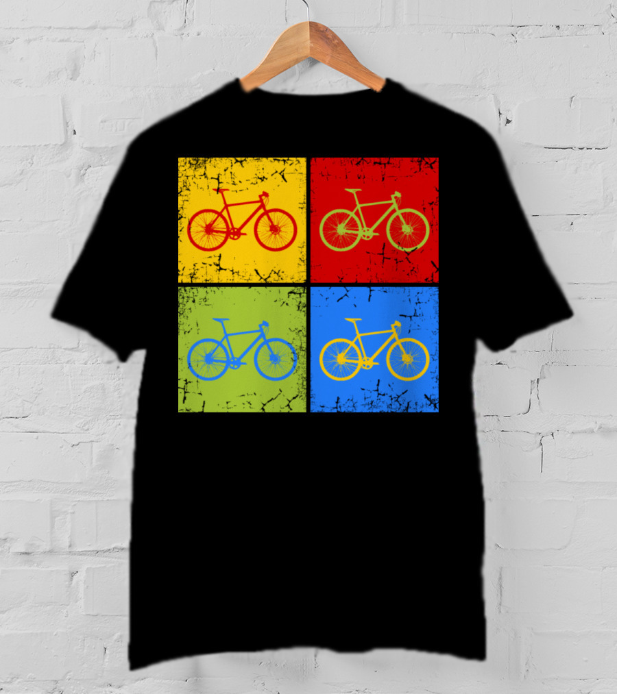 Bike Pop Art Colorful Bicycle Squares T-Shirt