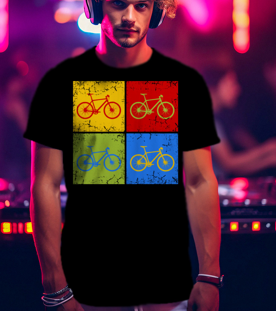 Bike Pop Art Colorful Bicycle Squares T-Shirt