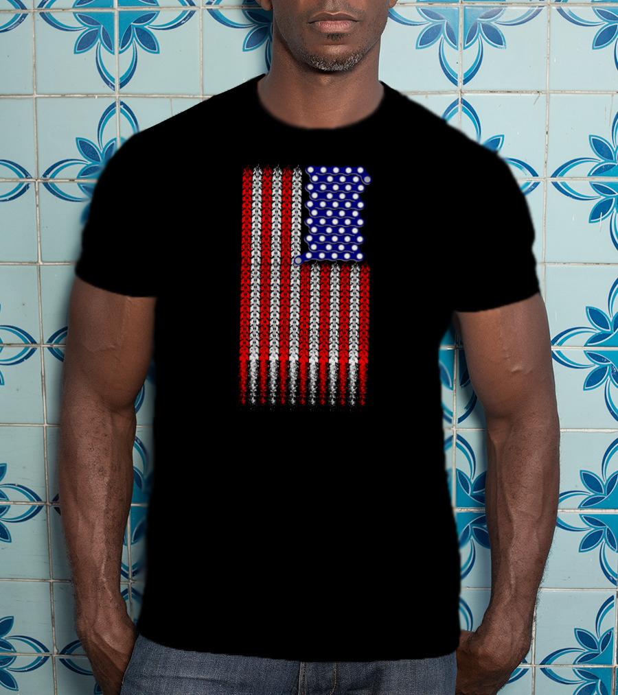 Bike Tread Pattern USA Flag T-Shirt