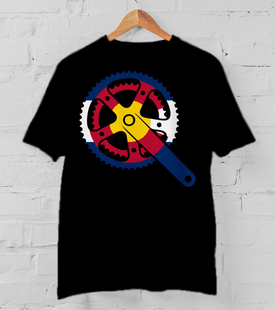 Colorado Bicycle Chainring With State Flag Colors T-Shirt