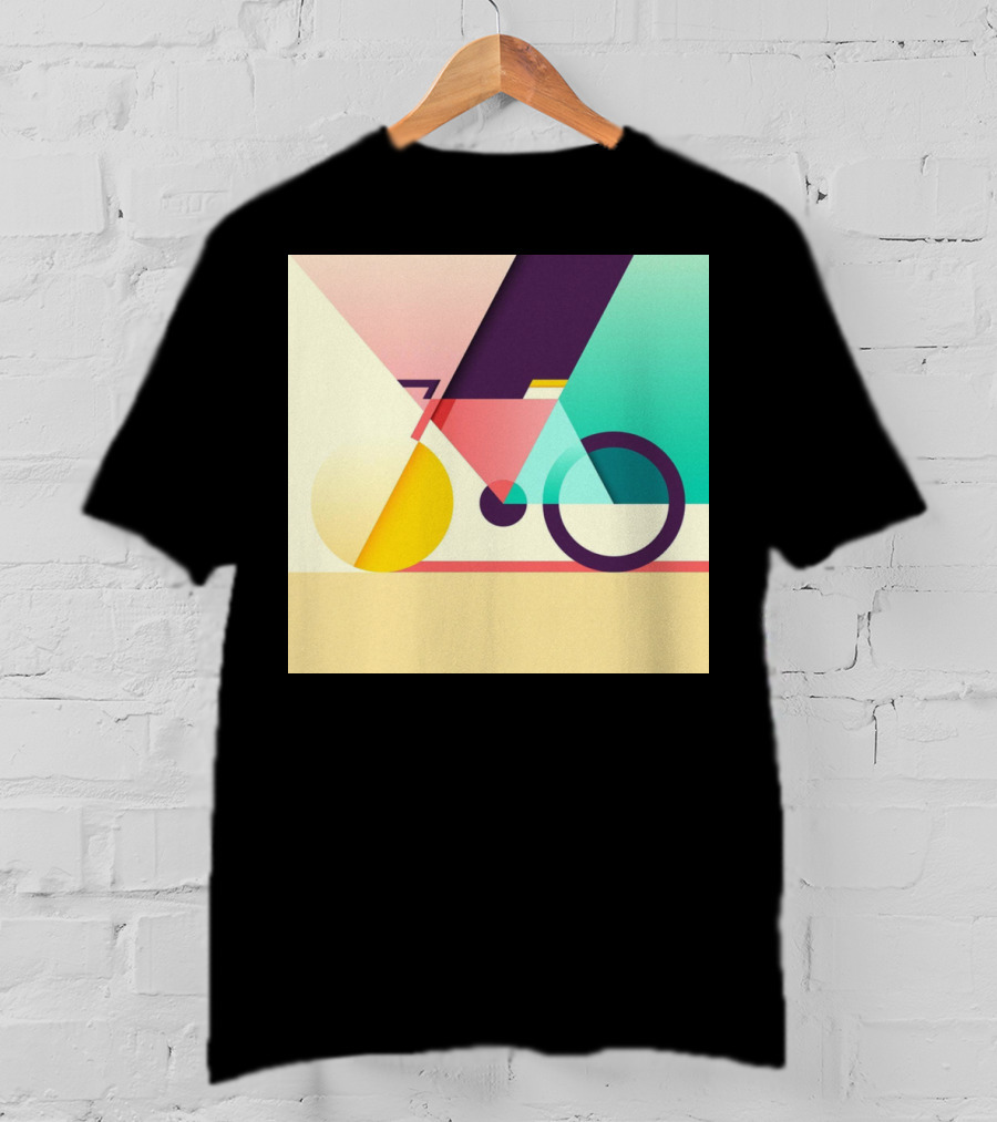 Colourful Geometric Bicycle Abstraction T-Shirt