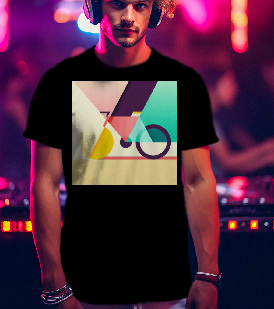Colourful Geometric Bicycle Abstraction T-Shirt