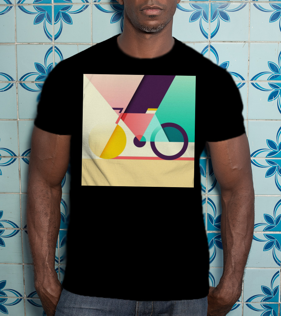 Colourful Geometric Bicycle Abstraction T-Shirt