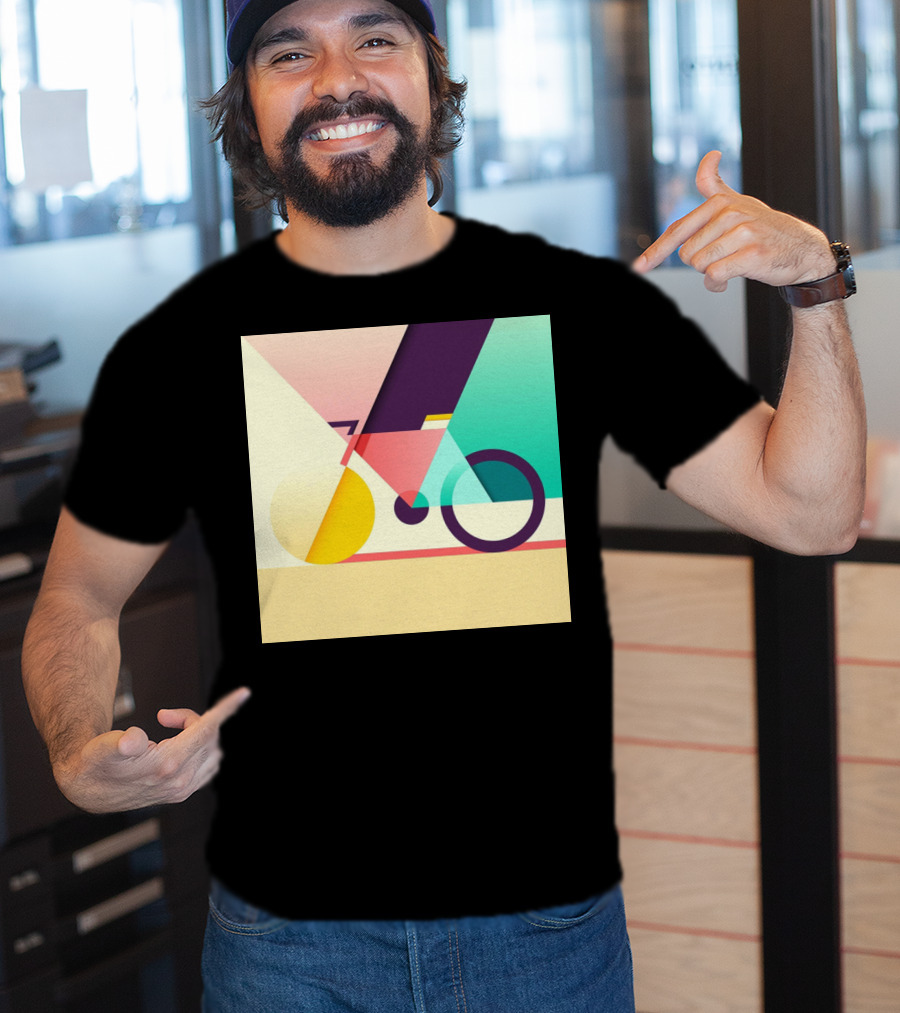 Colourful Geometric Bicycle Abstraction T-Shirt