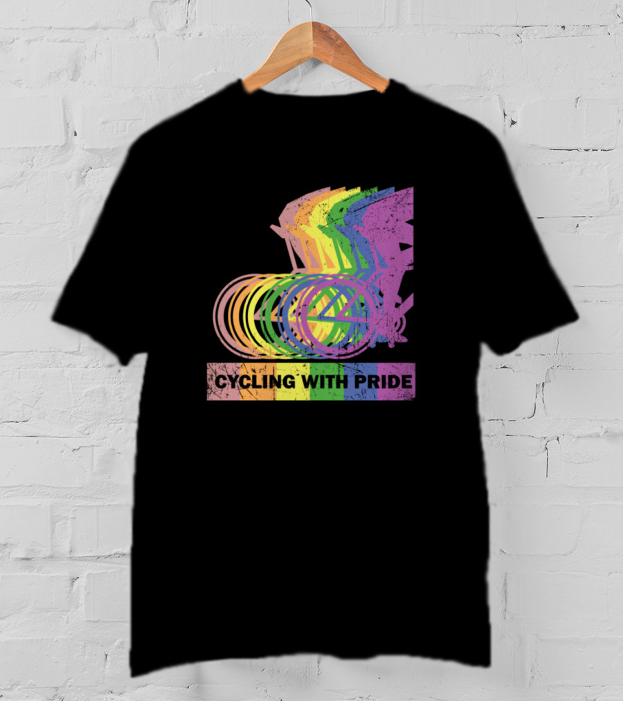 Cycling With Pride Christopher Street Rainbow Bicycle T-Shirt