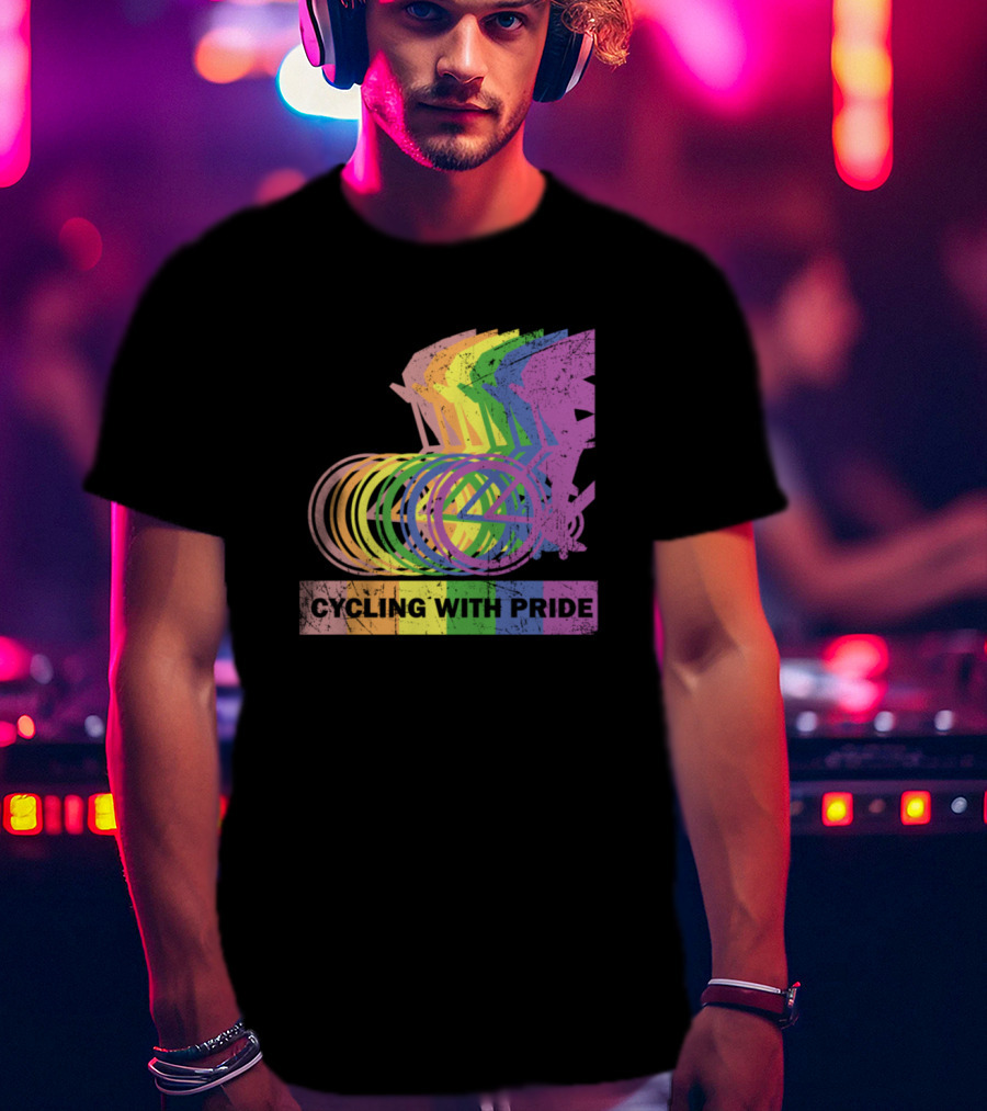 Cycling With Pride Christopher Street Rainbow Bicycle T-Shirt