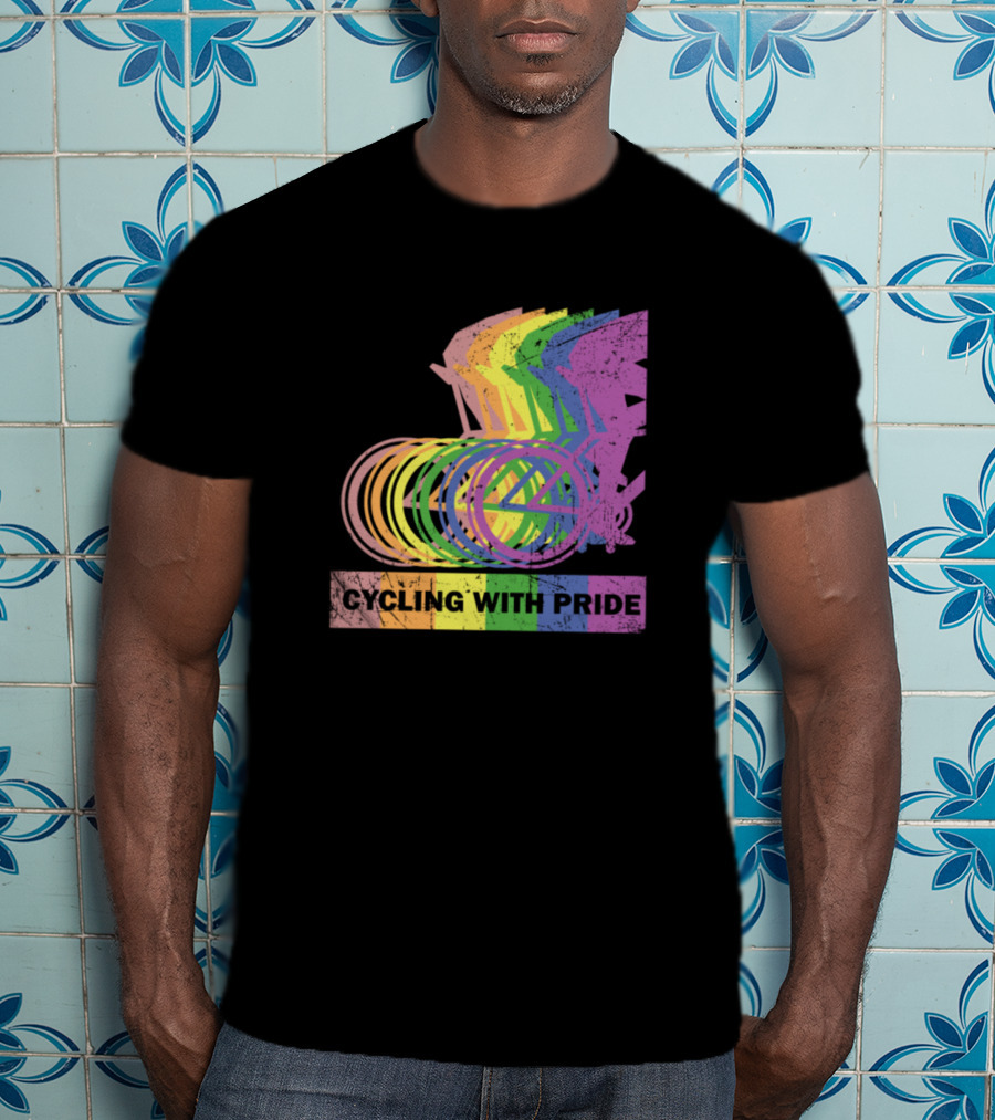 Cycling With Pride Christopher Street Rainbow Bicycle T-Shirt