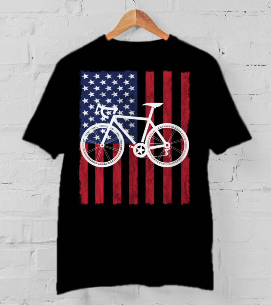 USA Flag Bicycle T-Shirt