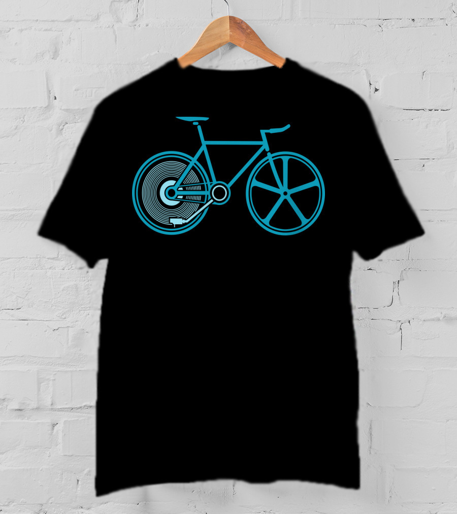 Fixed Beats Bicycle Blueprint Audio Wheel T-Shirt