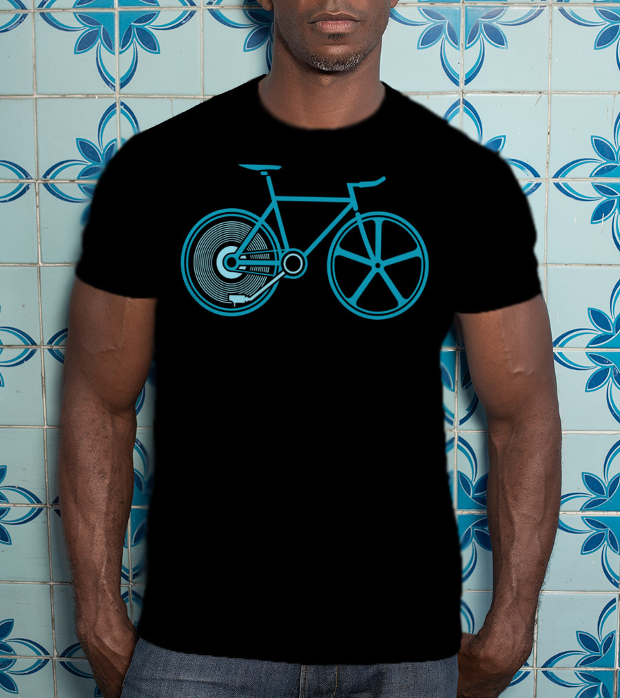 Fixed Beats Bicycle Blueprint Audio Wheel T-Shirt