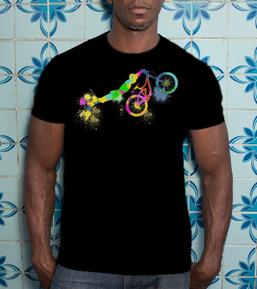 Festif Bike Colorful BMX Stunt Paint Splatter T-Shirt
