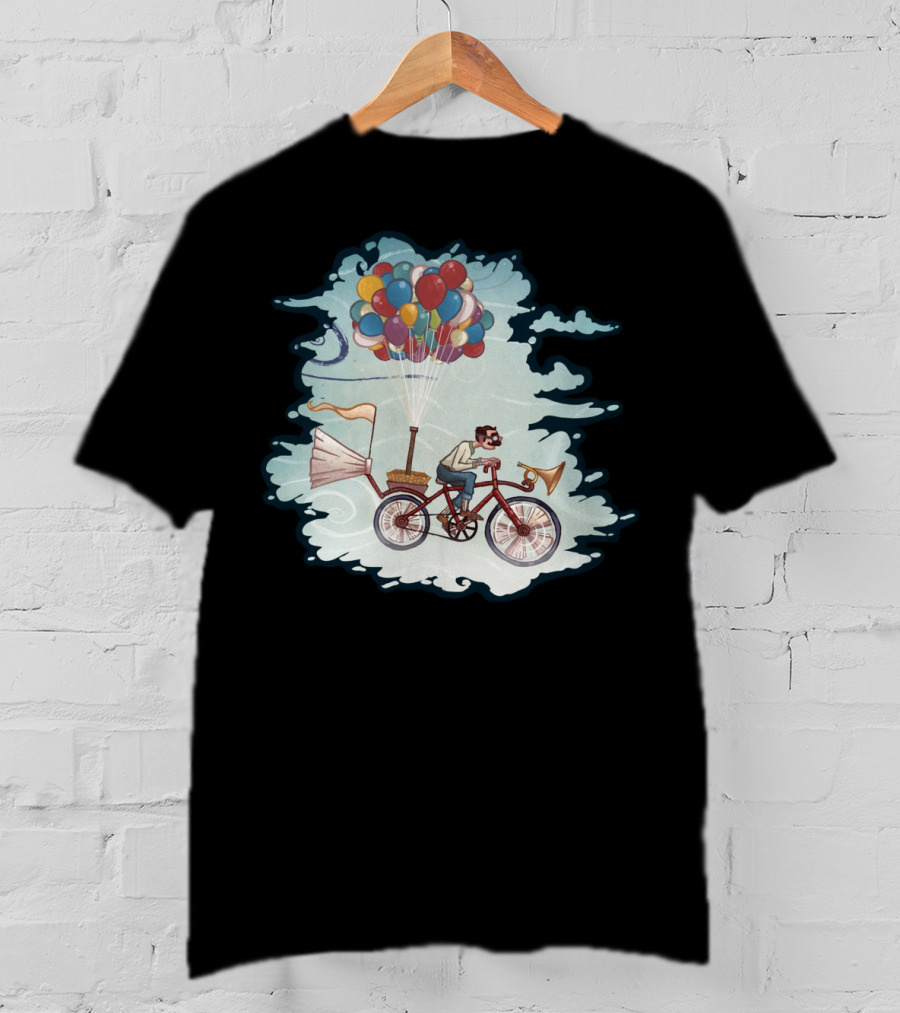 Flight Series Three Whimsical Bicycle Balloon Adventure T-Shirt
