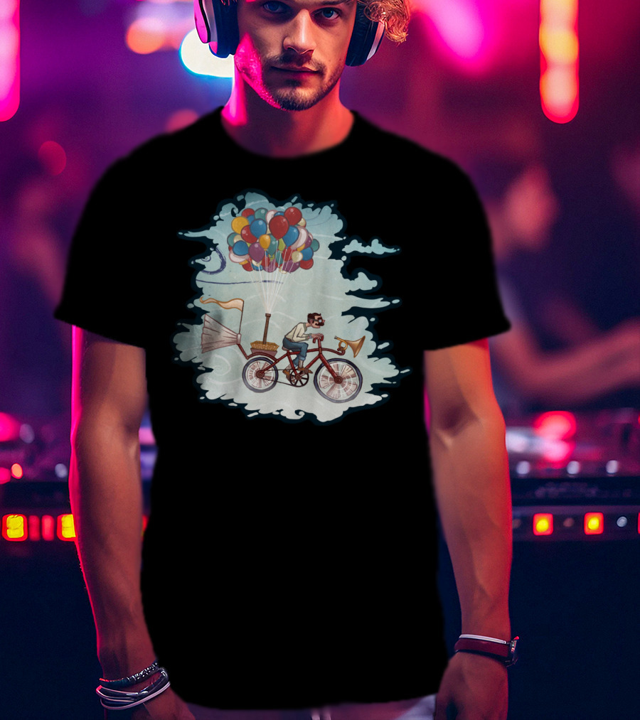 Flight Series Three Whimsical Bicycle Balloon Adventure T-Shirt