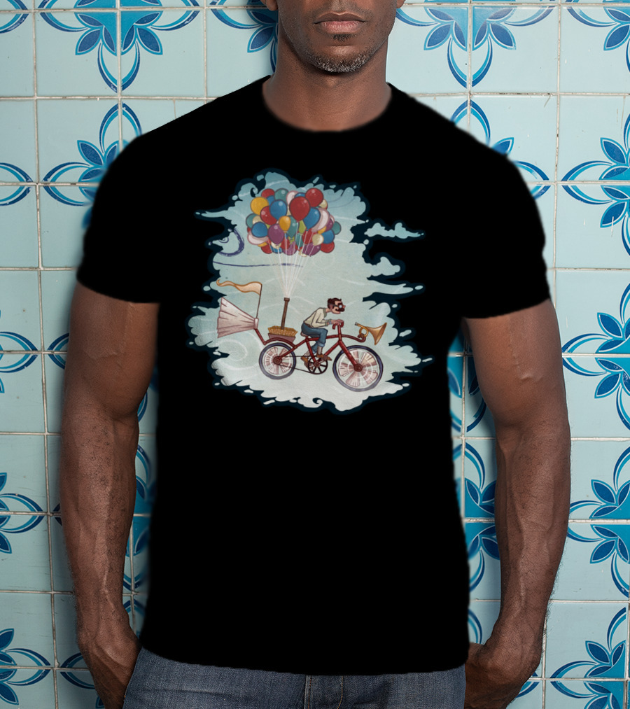 Flight Series Three Whimsical Bicycle Balloon Adventure T-Shirt