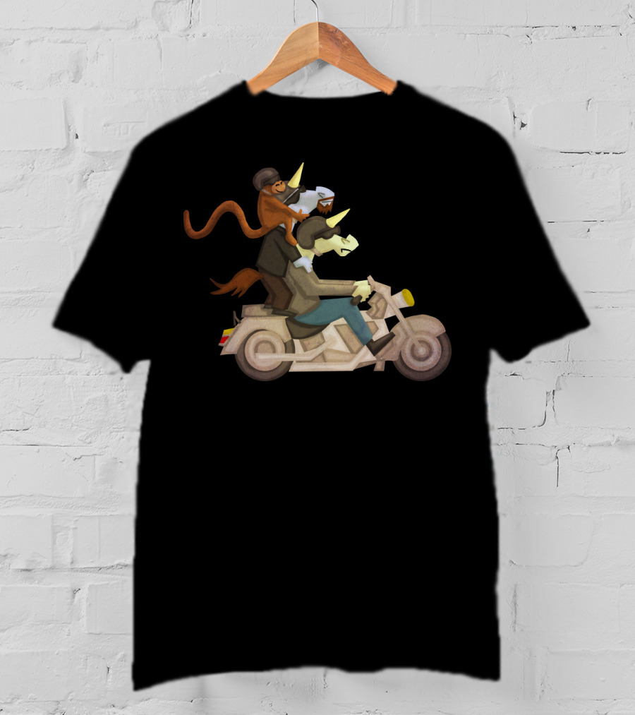 Free Ride Unicorn Monkey Motorcycle Adventure T-Shirt