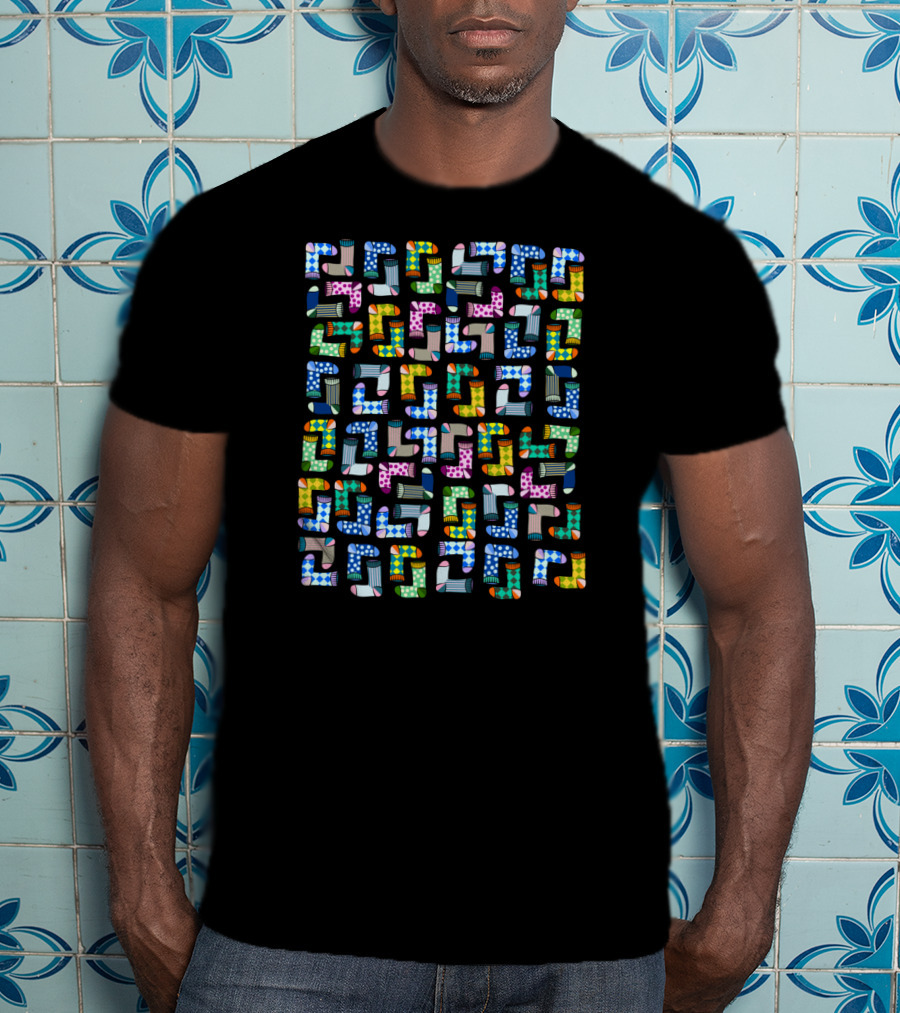 Funny Colorful Socks Mosaic T-Shirt