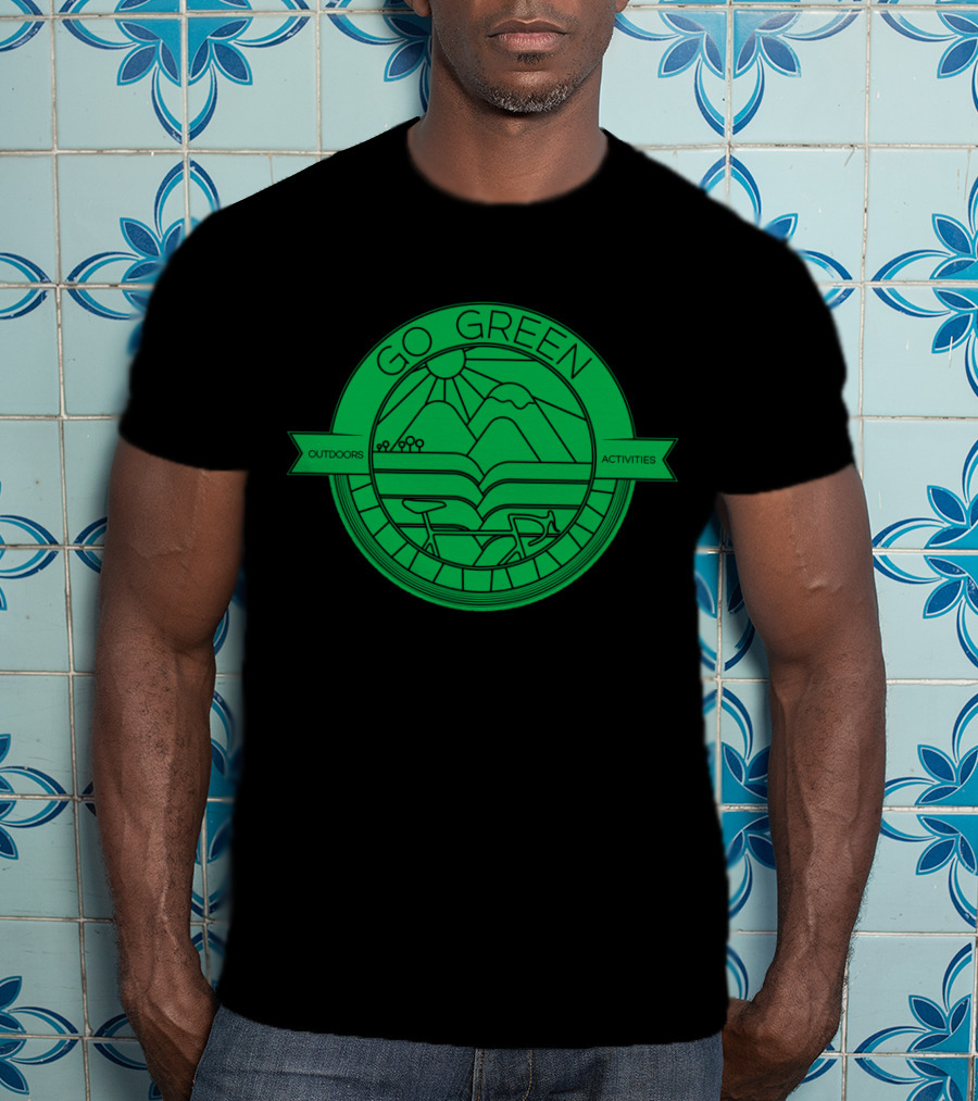 Go Green Outdoors Activities Mountain Cycling Scenery T-Shirt
