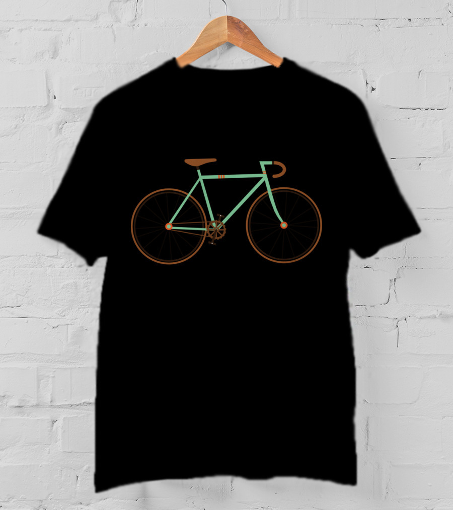 Green Fixie Bicycle Minimalist Retro T-Shirt