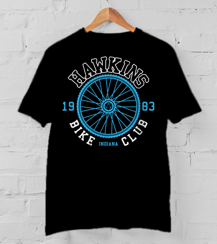 Hawkins Bike Club 1983 Indiana Wheel Emblem T-Shirt